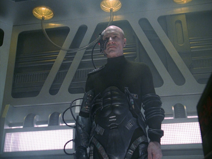 Picard (Patrick Stewart) assimilated by the Borg in Star Trek: The Next Generation