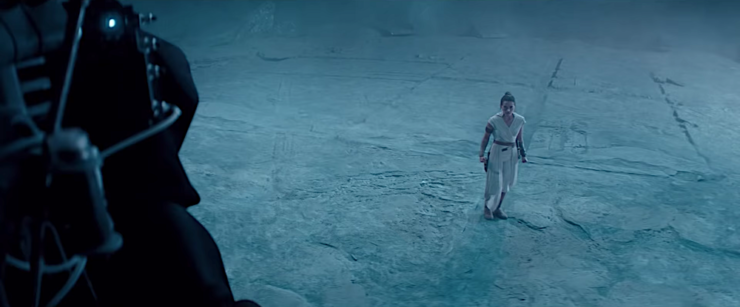 Rey (Daisy Ridley) faces the Emperor (Ian McDiarmid) in Star Wars: The Rise of Skywalker