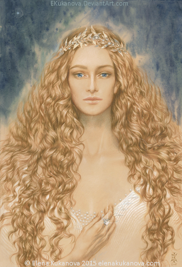 A portrait of a golden-haired woman