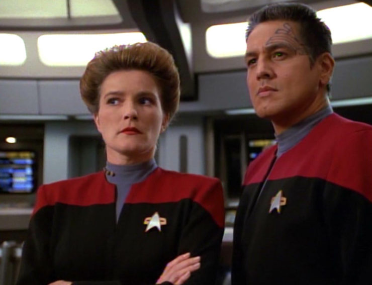 Captain Janeway and Chakotay in Star Trek: Voyager