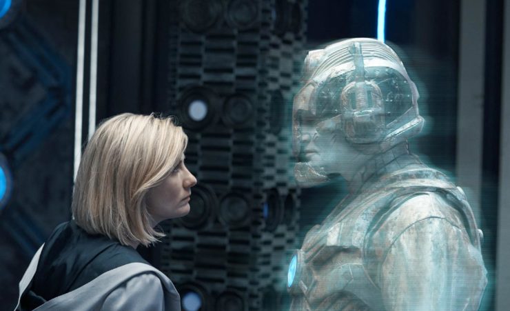 The Doctor (Jodie Whitaker) and Ashad (Patrick O'Kane) in Doctor Who