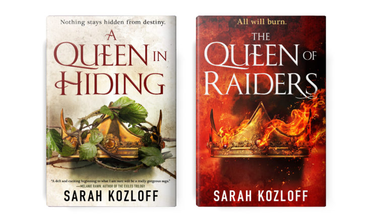 A Queen in Hiding and The Queen of Raiders book covers