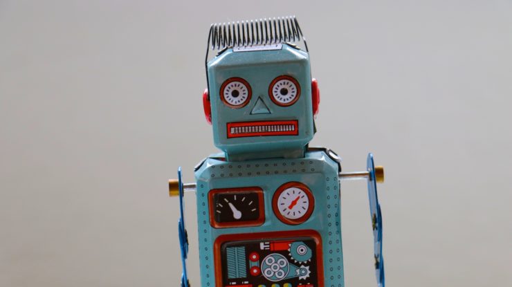 photo of a retro-style toy robot