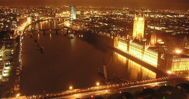 London at night, as seen from the London Eye