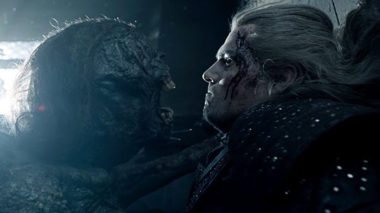 The Striga battles Geralt in The Witcher