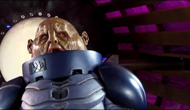 Doctor Who, Sontarans, General Stal getting struck by a squash ball