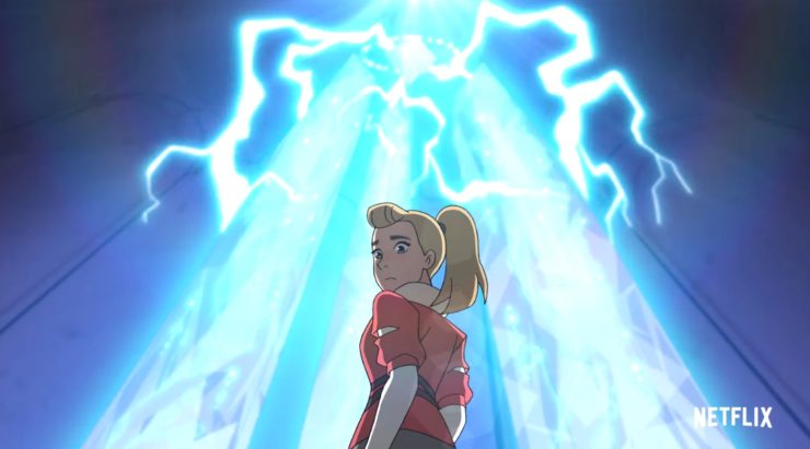 She-Ra and the Princesses of Power, season 5 trailer, Adore framed by a beam of blue electric energy