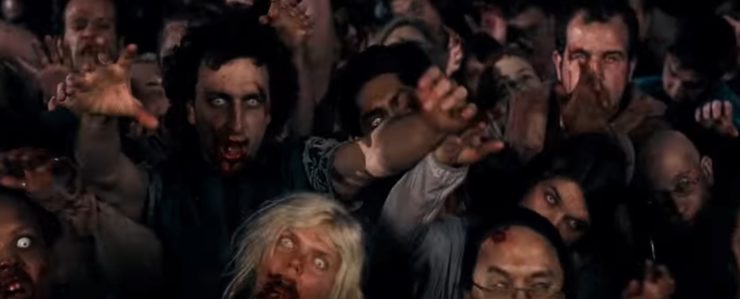 Shaun of the Dead, group of zombies