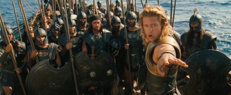 Troy, Achilles giving speech to troops on a boat