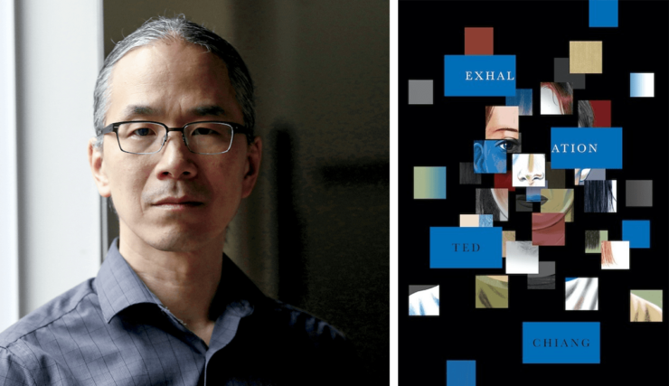 Author Ted Chiang and the book cover for Exhalation (Subterranean Press edition)