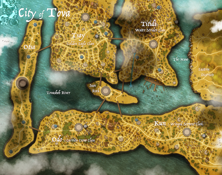 Map of the City of Tova from Rebecca Roanhorse's Black Sun