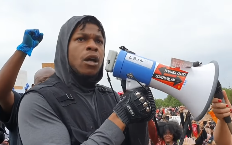 Star Wars actor John Boyega address the crowd at a Hyde Park demonstration about the murder of George Floyd