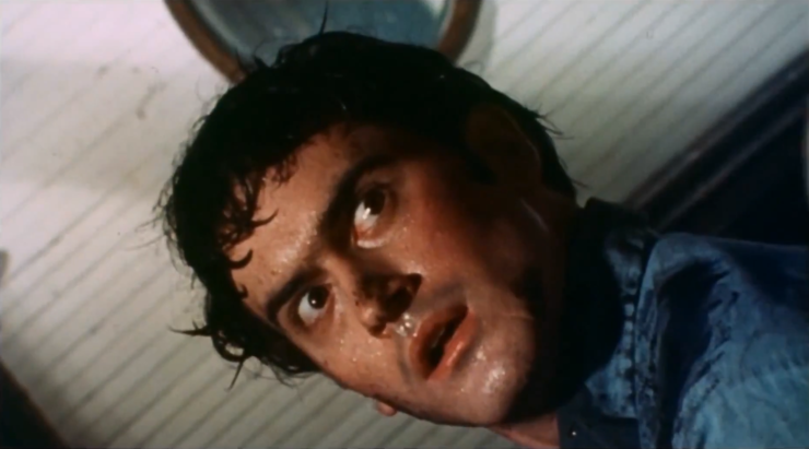 Close up of Ash (Bruce Campbell) in The Evil Dead