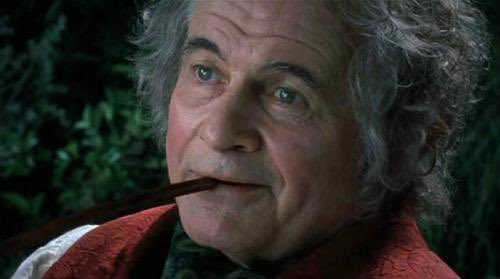 Ian Holm as Bilbo in The Fellowship of the Ring