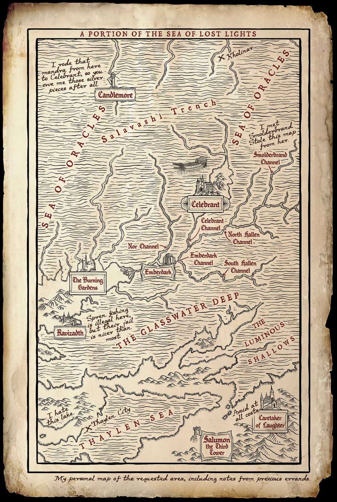 Map of the Sea of Lost Lights by Isaac Stewart