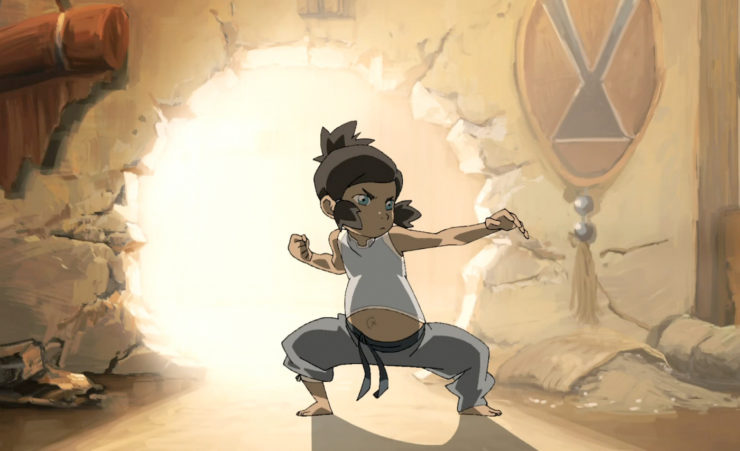The Legend of Korra, season one, episode one, Korra as a toddler in a fighting stance