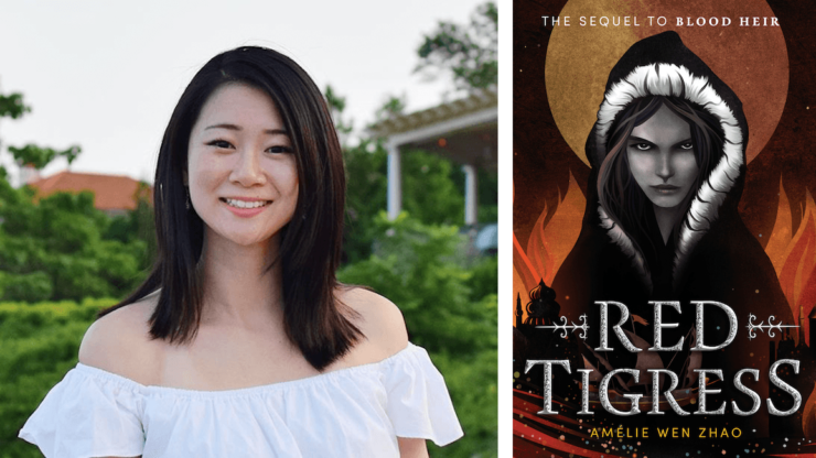 Author Amelie Wen Zhao and the book cover for Red Tigress
