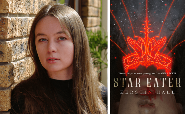 author Kerstin Hall and the book cover of Star Eater