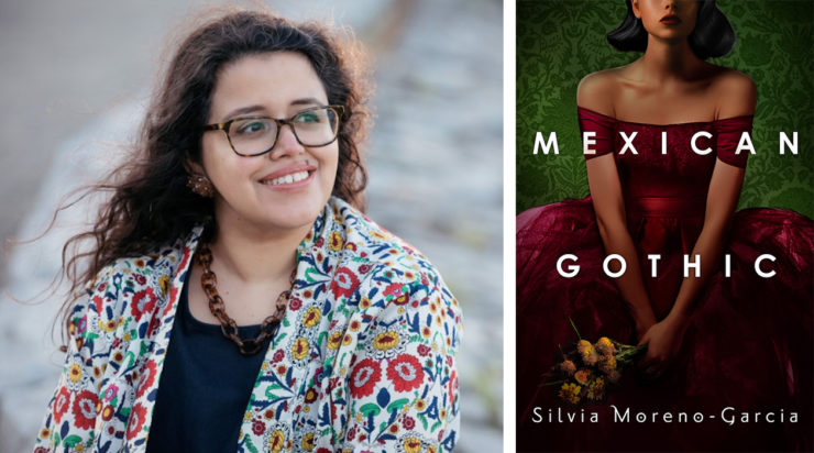 photo of Silvia Moreno-Garcia and the book cover of Mexican Gothic