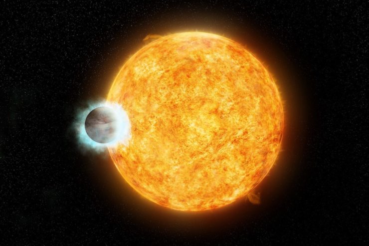 Illustration of exoplanet WASP-18b and its star