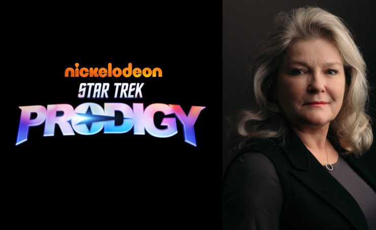 Star Trek Pordigy logo, Kate mulgrew headshot