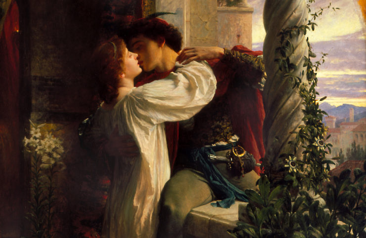 Painting depicting the balcony scene from Shakespeare's Romeo and Juliet
