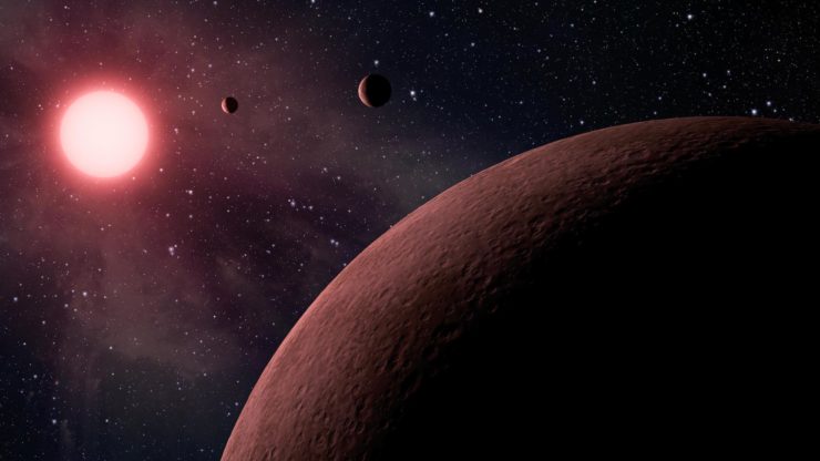 artist's conception of a compact planetary system