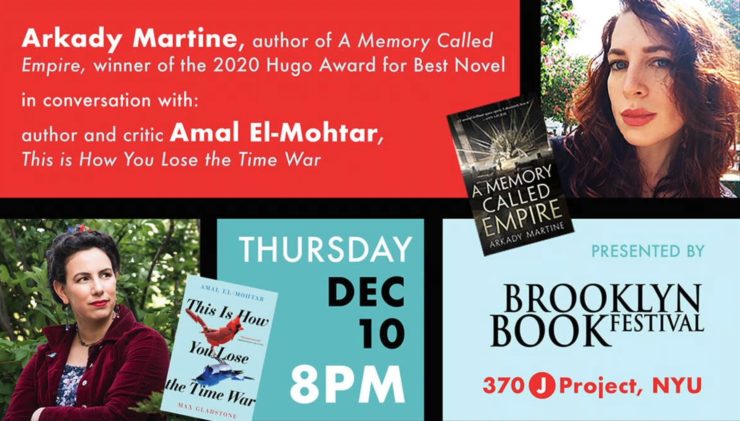 banner for Brooklyn Book Festival panel with Arkady Martine and Amal El-Mohtar