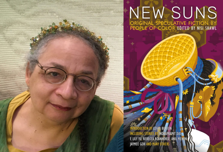 Nisi Shawl and New Suns #1 anthology cover art