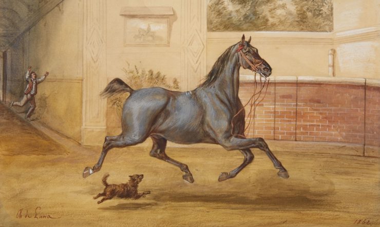 painting of a horse running