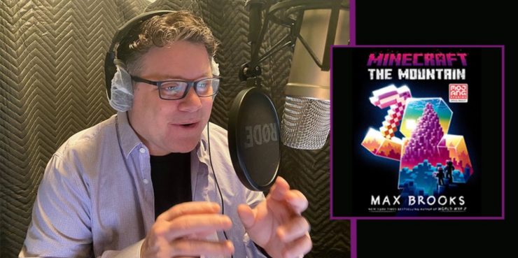 Sean Astin recording the audiobook for Minecraft: The Mountain