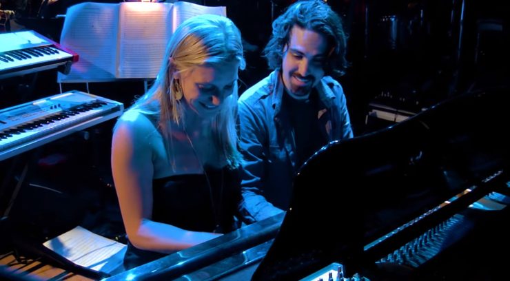 Katee Sackhoff and Bear McCreary in BSG Live performance