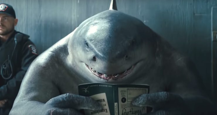The Suicide Squad, King Shark reading