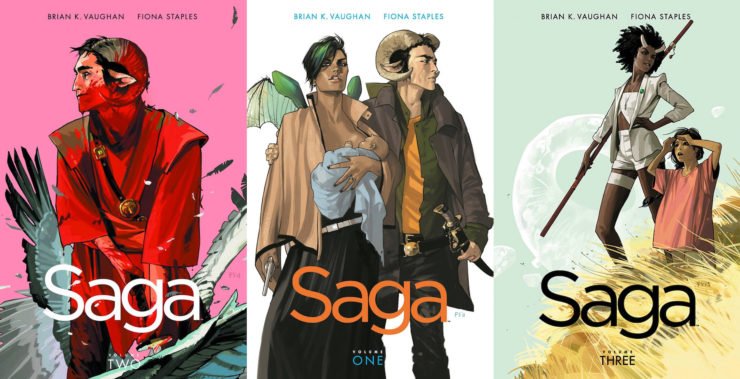 Saga volumes 1-3 covers from Image comics