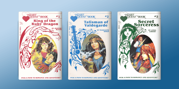 Covers of the HeartQuest line of Dungeons and Dragons romance books