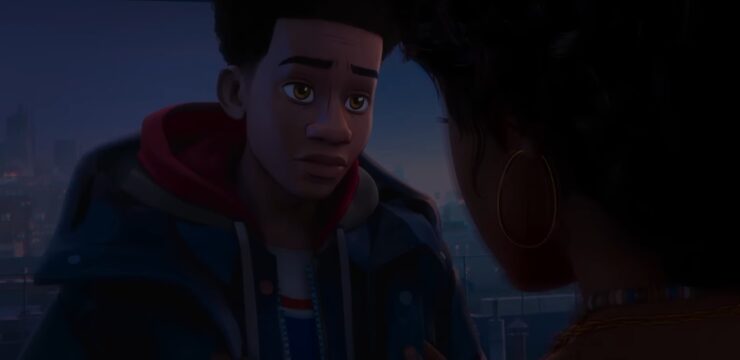 Spider-Man: Across the Spider-Verse, Miles istening to Rio