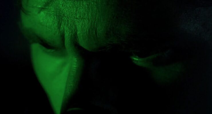 Still from Ang Lee's Hulk, Hulk's shadowed visage
