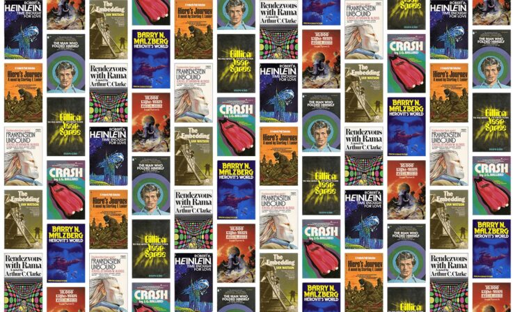 Book covers of 10 science fiction novels first published in 1973