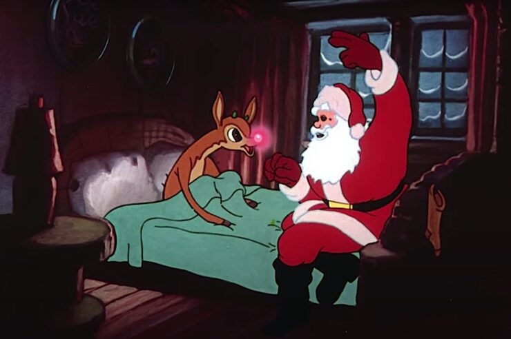 Santa and Rudolph in Max Fleischer's "Rudolph the Red-Nosed Reindeer"