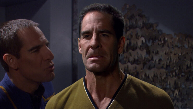 Captain Archer and Mirror Universe Archer Mirror Universe Soval in a screenshot from Star Trek: Enterprise