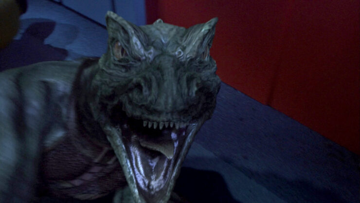 A Gorn, a lizard-like alien in a screenshot from Star Trek: Enterprise