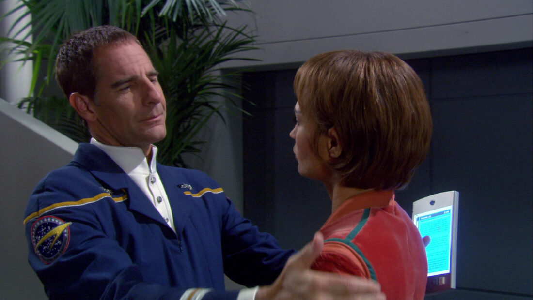 Screenshot of Archer and T'Pol in Star Trek: Enterprise "These are the Voyages…"