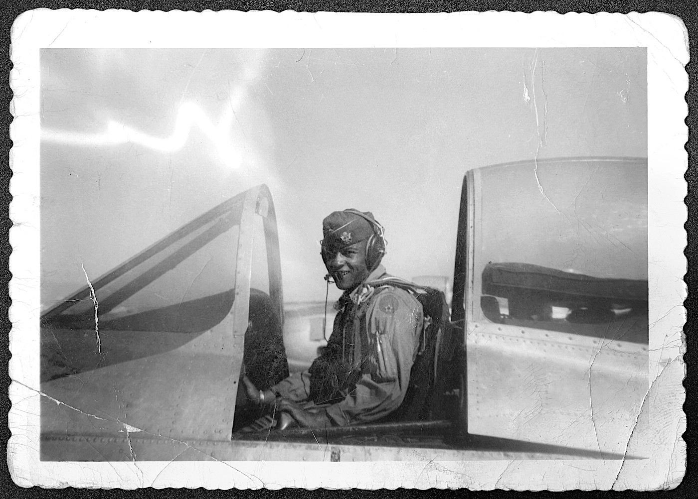 Air Force Captain Ed Dwight in the cockpit at the beginning of his flight training in 1954