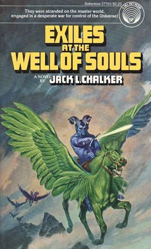 Book cover of Exiles at the Well of Souls by Jack L Chalker