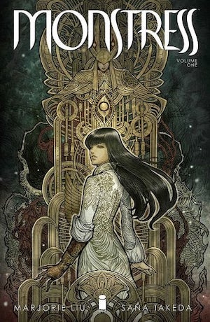Cover of Monstress Vol 1 written by Marjorie Liu and illustrated by Sana Takeda