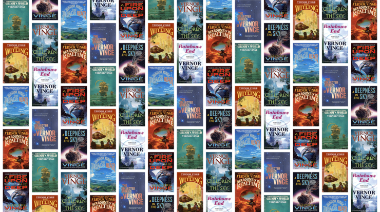 A collection of 9 book covers from author Vernor Vinge