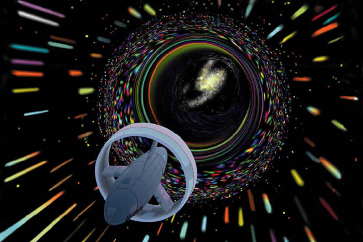 Artist's conception of wormhole space travel