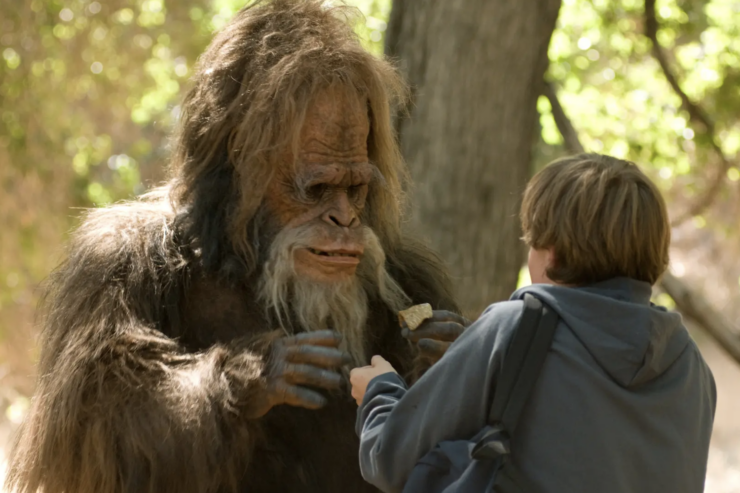 Still from Bigfoot (2009) in which the protagonist, Percy, meets the titular Bigfoot
