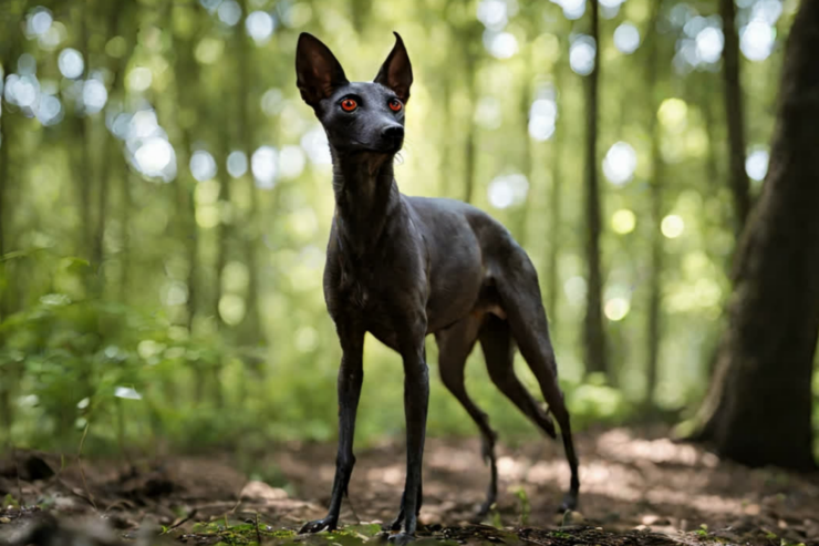 Artist's rendition of a Chupacabra, a canine-like cryptid with dark hairless skin and red eyes