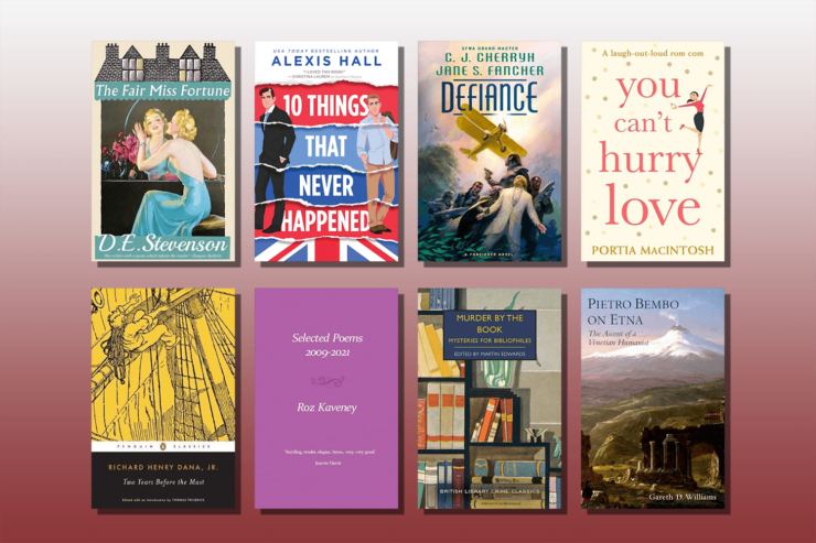 Collection of 8 book covers from Jo Walton's March 2024 reading list